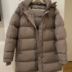 Original Aritzia Super Puff Mid Length in Modern Taupe color